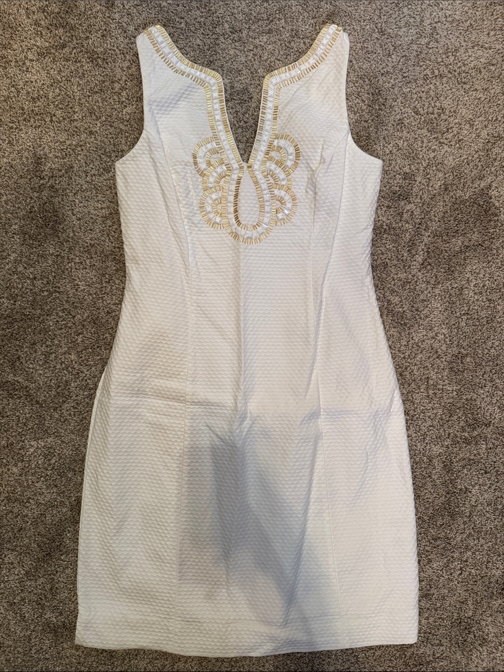 Lilly Pulitzer White Dress with Gold Embellishment